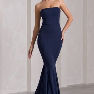 Navy fishtail gown